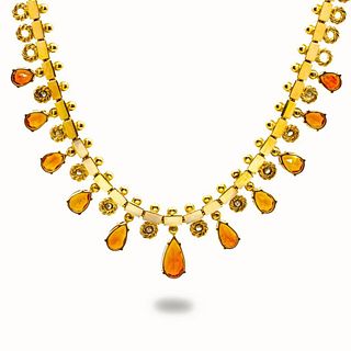 GIA vintage 18K Diamond and topaz necklace
