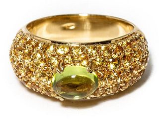 Versace 18K Gold Yellow Gemstone Peridot Ring