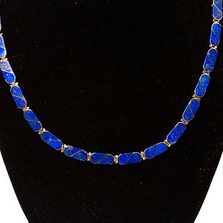 18k gold inlaid lapis necklace