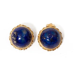 15k gold and lapis lazuli clip on earrings