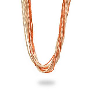 Taxco Orange and White Coral Torsade Necklace