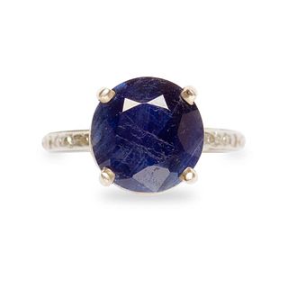 GIA Contemporary 18k white gold ring with 5.74ct sapphire