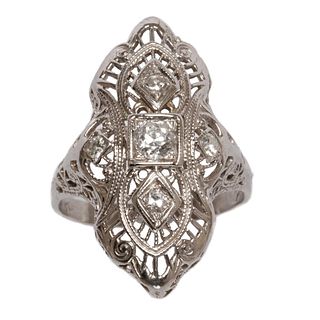 GIA Art Deco White Gold and Diamond Ring