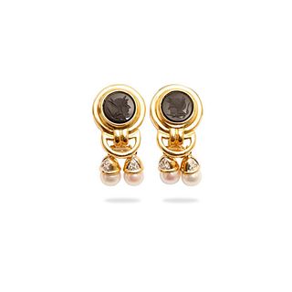 GIA 14K Gold, Diamond and Onyx Earrings