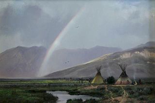 COLEMAN, Michael. Oil on Board. Valley Encampment.