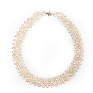 GIA 5 strand pearl necklace with sterling clasp