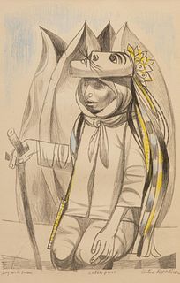 Anton Refregier Boy with Mask Signed Artist Proof Lithograph