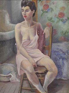 GANSO, Emil. Oil on Board. Seated Woman.