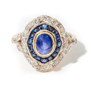 18K Gold, Sapphire and Diamond Ring