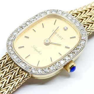 Tissot 14kt gold and diamond Ladies "Saphir" watch Circa 1980's signed