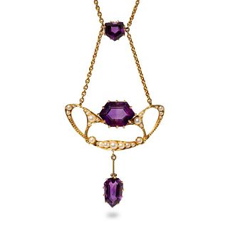 Ollivant & Botsford 18k amethyst seed pearl necklace