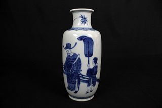 Blue and White Figure Porcelain Vase, Da Qing Kang Xi Nian Zhi Mark