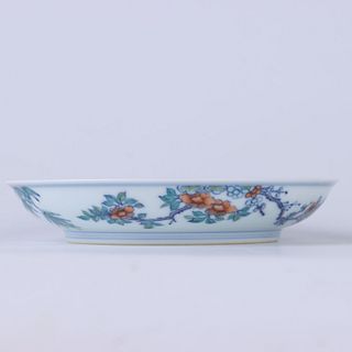 A Chinese Doucai ‘Flower And Bird’ Porcelain Plate 