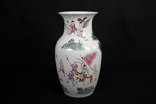 Late Qing Dynasty, Famille Rose Figure Porcelain Wide-mouth Vase