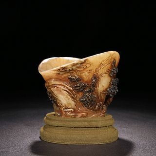 A Carved Shoushan Stone Cup