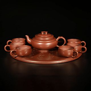A Set Of Eight Chinese Purple-Clay Pieces 