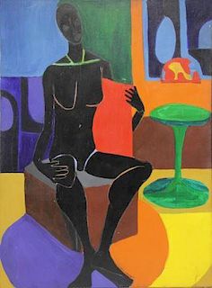 MCCANNON, Dindga. Acrylic on Canvas. Seated Nude