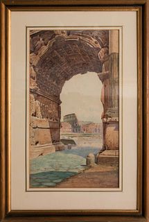 Giovanni Monti (Fusignano 1779-Roma 1844)  - View of the Colosseum from the Arch of Titus