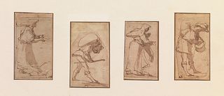 Scuola italiana, inizi secolo XVIII - Four figures of commoners