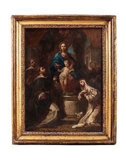 Sebastiano Conca (Gaeta 1680 - Napoli 1764) - Madonna and Child Enthroned between San Domenico and Santa Caterina da Siena