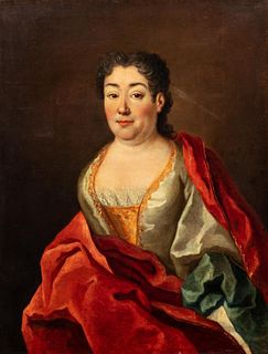 Seguace di  Hyacinthe Rigaud - Portrait of Mademoiselle de Fontanelle