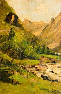 Attribuito a Lorenzo Delleani (Pollone 1840 - Torino 1908) - Mountain landscape