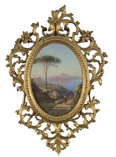 Scuola napoletana del XIX secolo - Pair of views of Capri and Sorrento