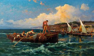 Pietro Barucci (Roma 1845-1917)  - The return from fishing