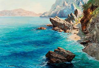 Guido Odierna (Capri 1913-Capri 1991)  - Marina with cliffs