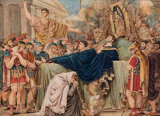 Scuola romana, prima metà del secolo XIX - Death of Caesar and Oration of Anthony