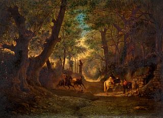 Carel Max Gerlach Quaedvlieg (Valkenburg 1823-Roma 1874)  - The road in the woods