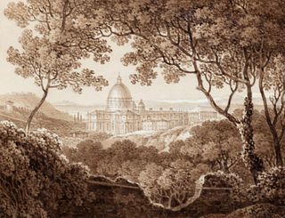 Scuola italiana del XIX secolo - Rome, view of St. Peter's Basilica
