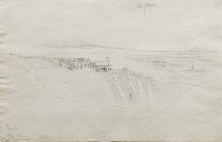 Pierre Thuillier (Amiens 1799-Parigi 1858)  - Tivoli, panorama with the falls with the Mecenate Villa
