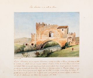 Scuola francese prima metà del XIX secolo - "Pont Lamentano a un mille de Rome", 1831
