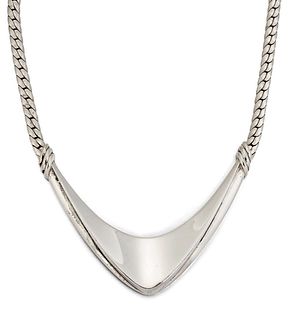 A GROSSE SILVER CHEVRON NECKLACE, the tapered solid chevron