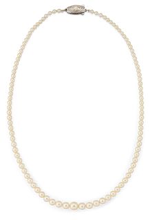 A MIKIMOTO CULTURED PEARL NECKLACE, the graduated cultured 