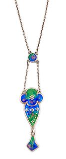 AN EARLY 20TH CENTURY SILVER AND ENAMEL PENDANT BY CHARLES 