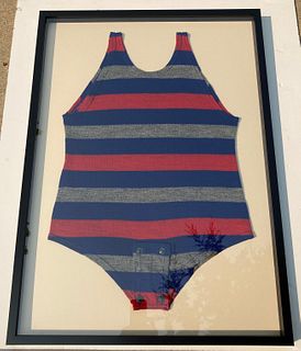 1920s-30s Royal Block Stripe Swim Suit