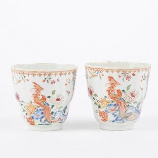 Pair of 18th c. Chinese Porcelain Famille Rose Teacups