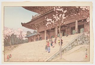 Hiroshi Yoshida "Chion-In Temple Gate" Japanese Woodblock Print