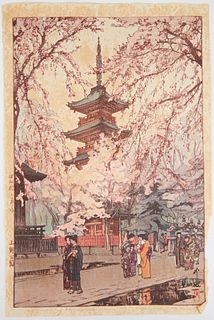Hiroshi Yoshida "A Glimpse of Ueno Park" Japanese Woodblock Print