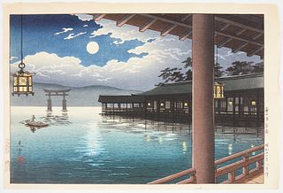 Tsuchiya Koitsu "Summer Moon at Miyajima" Japanese Woodblock Print