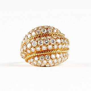 18K Yellow Gold And Diamond Dome Ring