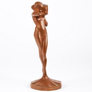 Frankart Art Deco Metal Nude Candlestick 1922
