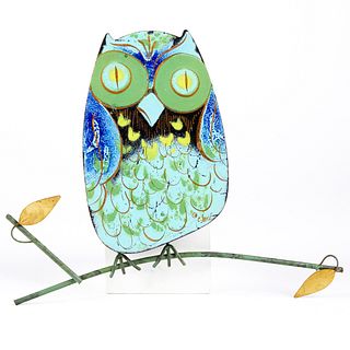 Curtis Jere Enameled Metal Owl Wall Sculpture