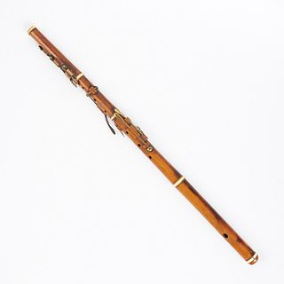 Civil War Era 19th c. Boxwood Brass Flute 8-Key