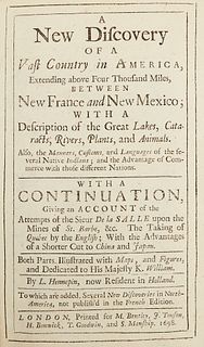 Hennepin "A New Discovery of a Vast Country in America" London 1698