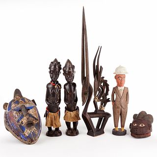 Group of 6 African Carved Wood Objects