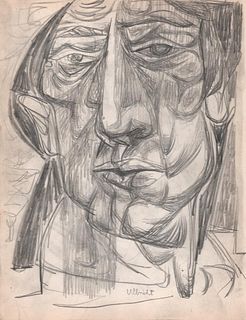 Portrait of a Man, Graphite Drawing 1949 by  John Ulbricht