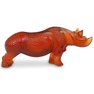 Lalique Crystal Amber Rhinoceros